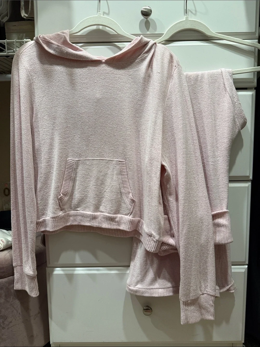 No Boundaries Cozy Light Pink Hooded Sweatshirt and Pants Set